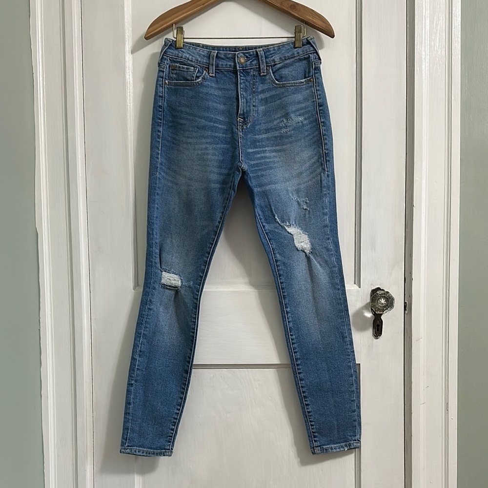 True Religion Jennie Curvy High Rise Skinny Distressed Regular Wash Jeans